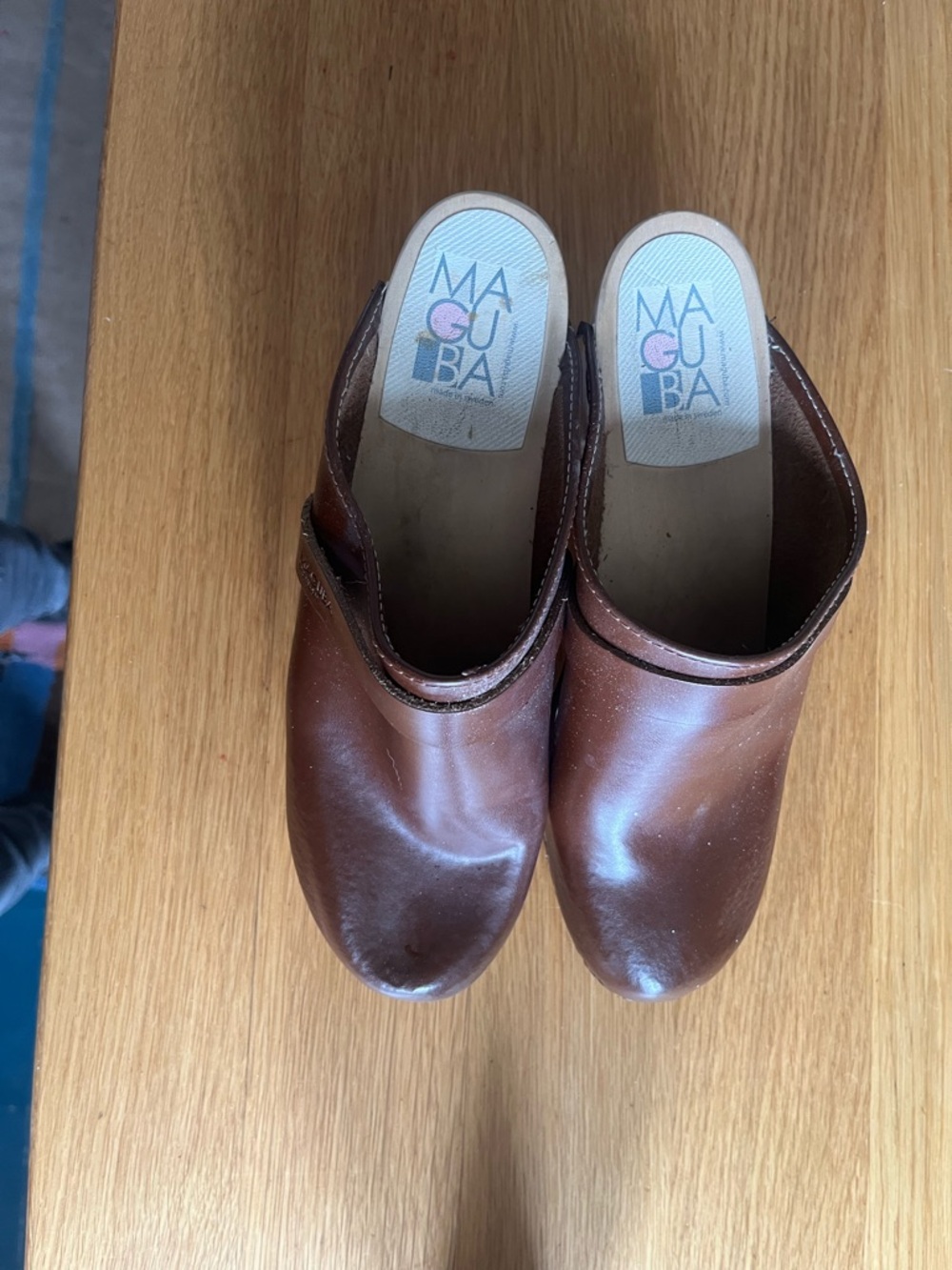 Maguba Swedish Brown Leather Slip-On Clogs size 9